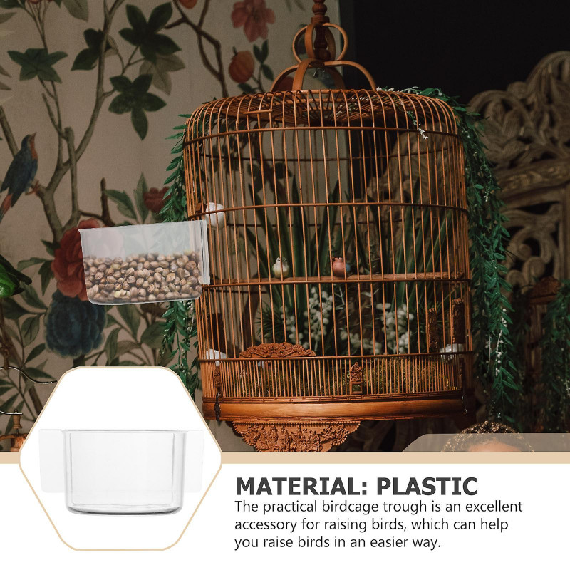 2PCS Bird Food Trough Bird Feeder Thick Semicircle Bird Food Box (Transparent)