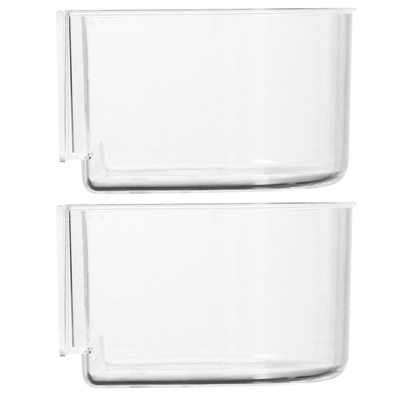 2PCS Bird Food Trough Bird Feeder Thick Semicircle Bird Food Box (Transparent)