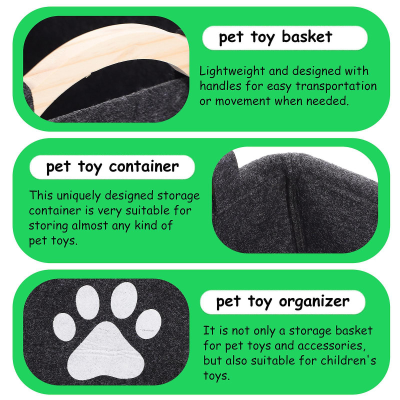Pet Toy Storage Bin Dog and Cat Accessory Felt Basket Chest Organizer Container