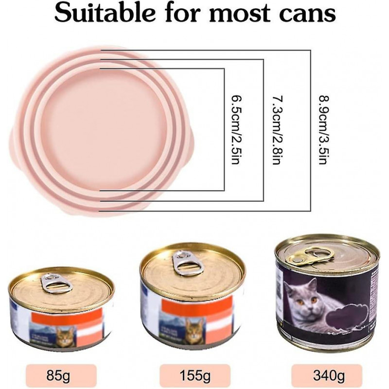 Dog Food Can Cover, Silicone Pet Food Can Supplies With Spoon For 3 Standard Size Dog Cat Food Cans
