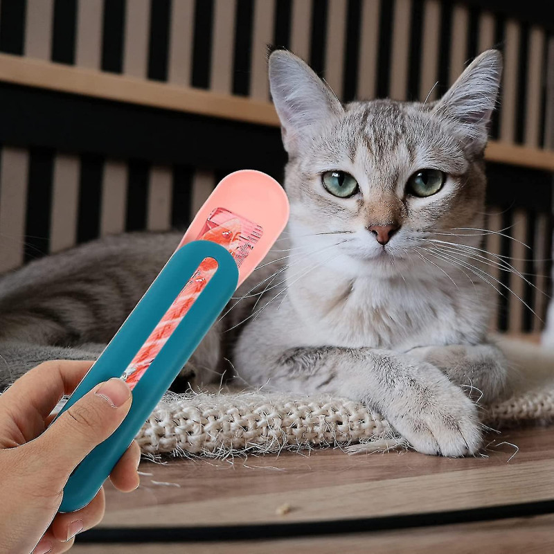 Pet Cat Food Feeding Spoon: Kitten Treat Snack Feeder Aliments pour animaux Squeeze Spoon Feeder Bleu + rose1pcs)