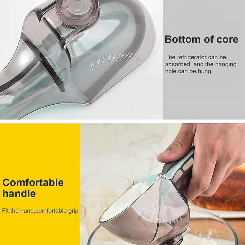 Measuring Cup Adjustable Spoon Kitchen Plastic Baking Dry Fluid Seasoning Scoop with Scale, S