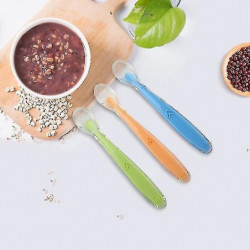 Soft Silicone Spoon Candy Color Temperature Sensing Spoon Children Food Feeding Tools