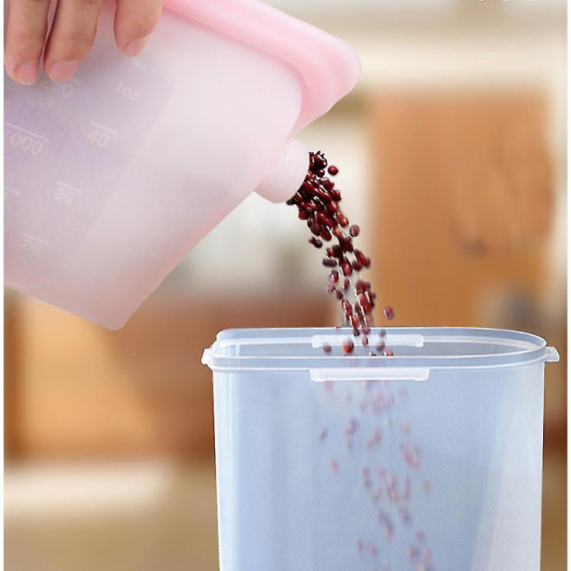 Miman Reusable Food Bag Silicone Food Sealing Bag With Hole For Fruits Grain Vegetables