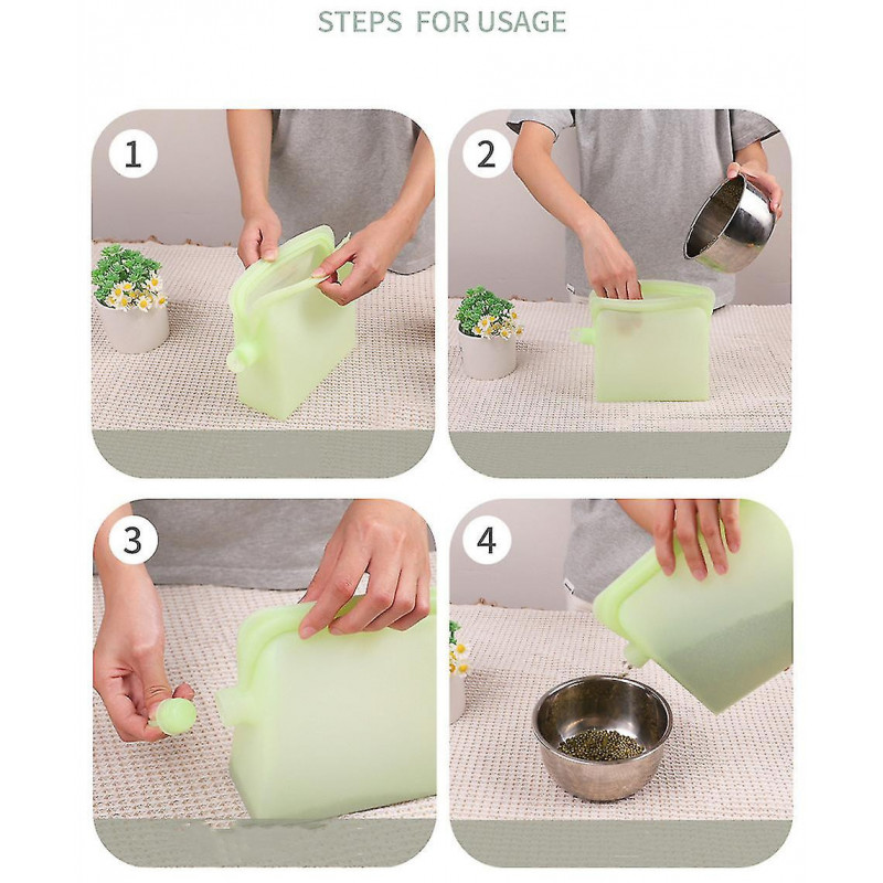 Miman Reusable Food Bag Silicone Food Sealing Bag With Hole For Fruits Grain Vegetables