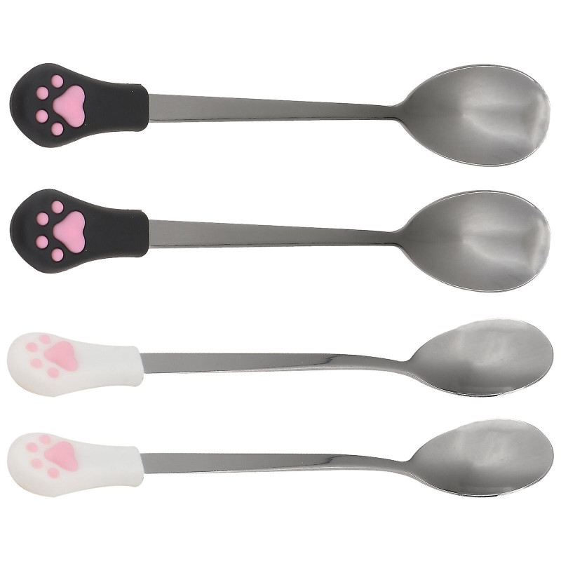 4pcs Dog Cat Spoon Pet Can Spoon Stainless Steel Pet Food Spoon Cat Claw Spoon