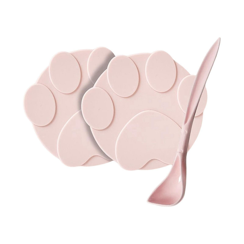 2 Pieces Pet Food Can Lids Silicone Dog Cat Food Can Covers Food Spoon Pink