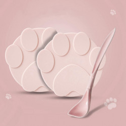 2 Pieces Pet Food Can Lids Silicone Dog Cat Food Can Covers Food Spoon Pink