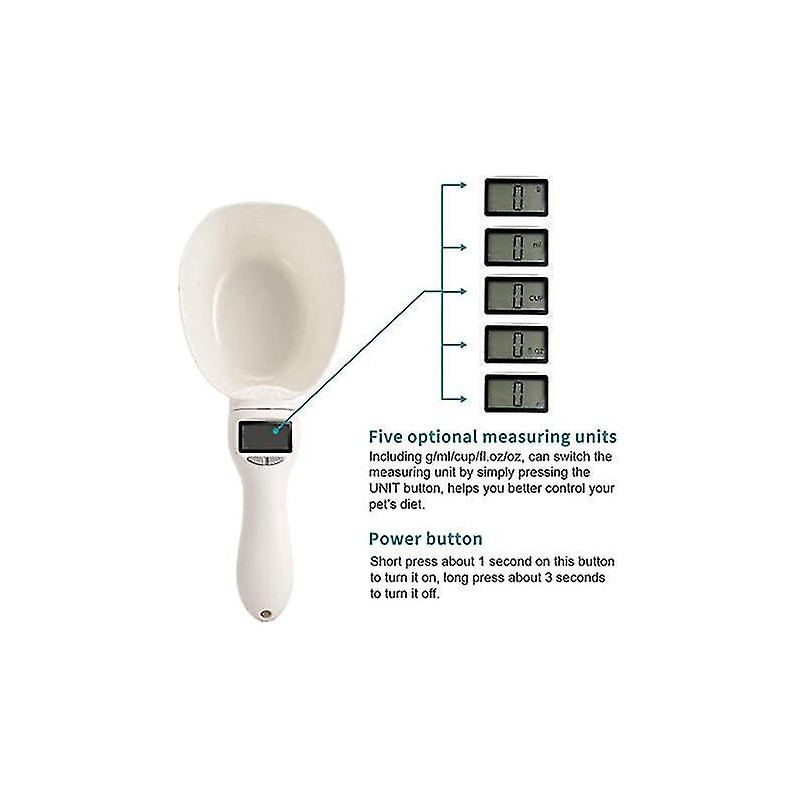 Digital Spoon Scale, Digital Pet Food Scoop For Dogs And Cats Lcd Display For Measuring Pet Food Five Measurement Units