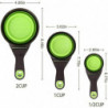 3 In 1 Tpe Pet Scoop Folding Grain Bag Holder Measuring Cup Dog Food Spoon