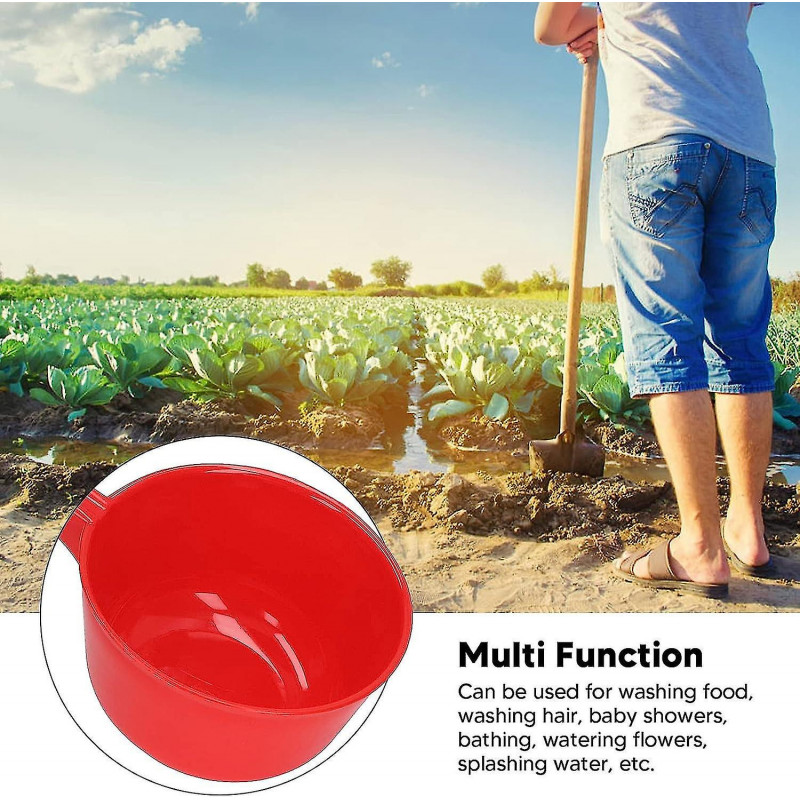 Louche d’eau, cuillère d’eau en plastique Grande capacité Multi Fonction épaissie pour douche (rouge)