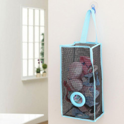 Hanging Folding Mesh Garbage Bag Organizer Trash Bags Holder Recycling Containers Storage for Kitchen - Size S(Blue)