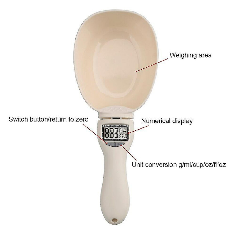 Pet Food Scale Cup With Led Display 800g/1g Measuring Scoop Cup Pet Feeder Cup Kitchen Scale Spoon