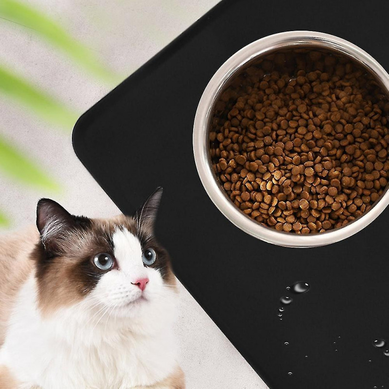 Silicone Waterproof Mat Dog Cat Non Slip Bowl Placemat For Pet Puppy Feeding Food (black)
