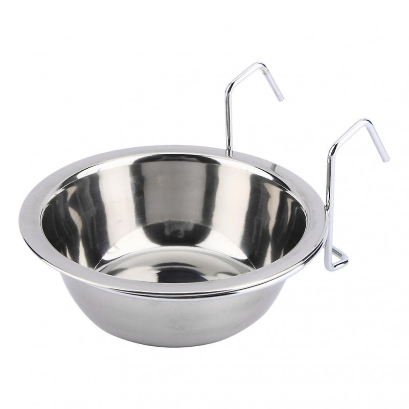 Stainless Steel Food Water Bowl for Pet Bird Crates Cages Coop Dog Cat Rabbit Size M