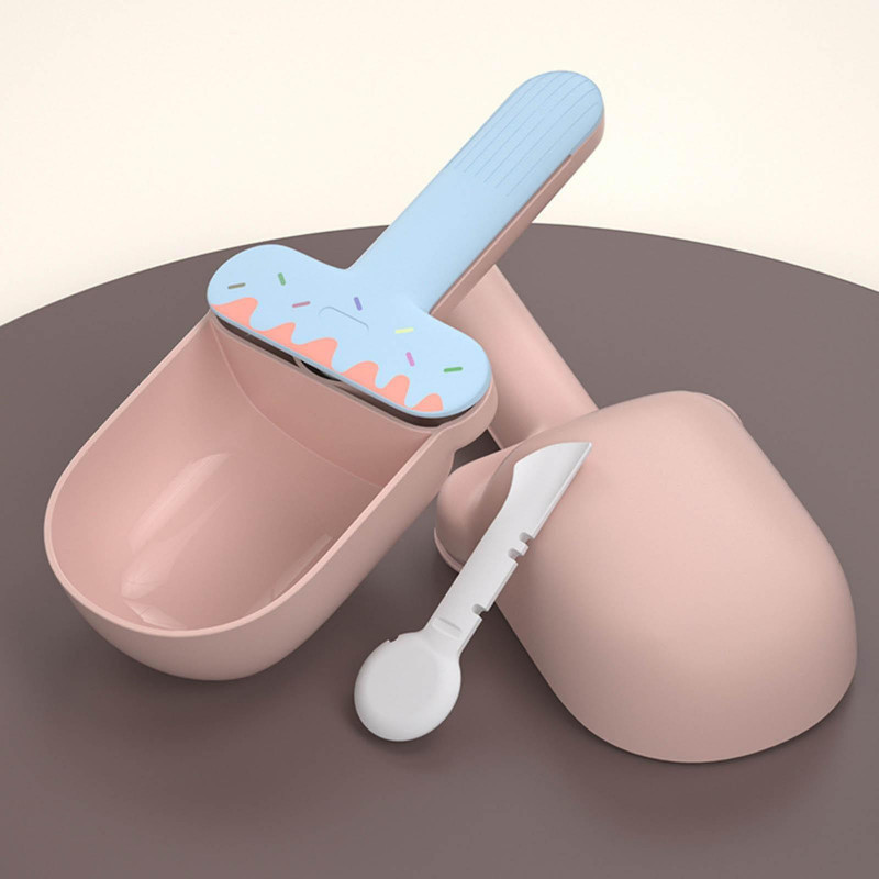 Cat Food Spoon Food Feeder Multi Use Long Handle With Clip Food Scooper Orange Green