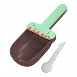 Cat Food Spoon Food Feeder Multi Use Long Handle With Clip Food Scooper Green Brown