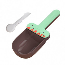 Cat Food Spoon Food Feeder Multi Use Long Handle With Clip Food Scooper Green Brown