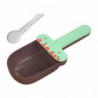 Cat Food Spoon Food Feeder Multi Use Long Handle With Clip Food Scooper Green Brown