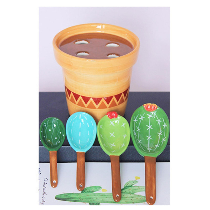 Ceramic Rice Spoon Cute Cactus S Cute Kit Tool With Base A