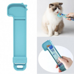 Pet Cat Feeding Spoons Button Pushed Design Portable Food Long Strip Cat Snack Squeezer Feeder Spoon Pet Supplies