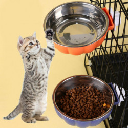 Cat Bowl Pumpkin Shape Hanging Design Dual-Purpose Practical Separable Pet Feeding Tool Stainless