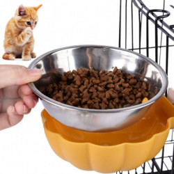 Cat Bowl Pumpkin Shape Hanging Design Dual-Purpose Practical Separable Pet Feeding Tool Stainless