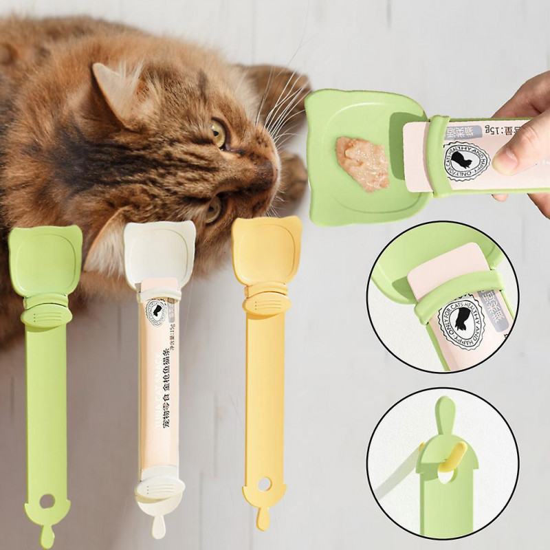 Long Handle Cat Strip Feeders Creativite Non-touching Hand Food Can Spoon for Home