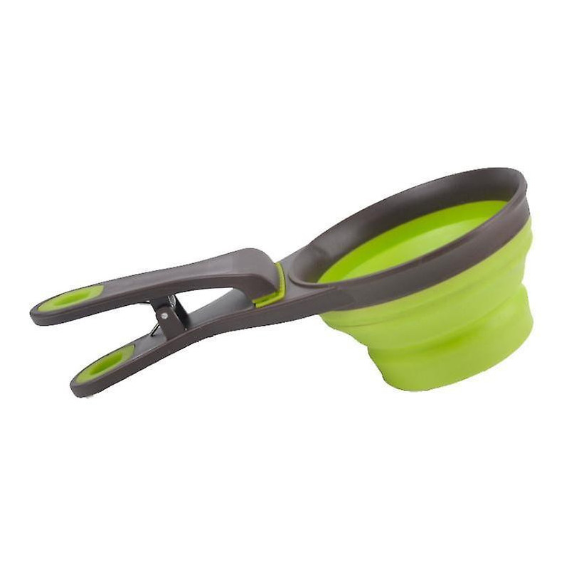 Dog Food Scoop Folding Pet Dog Cat Food Water Bowl Sealing Clip Silicone Collapsible Pet Bowl Dog Fo