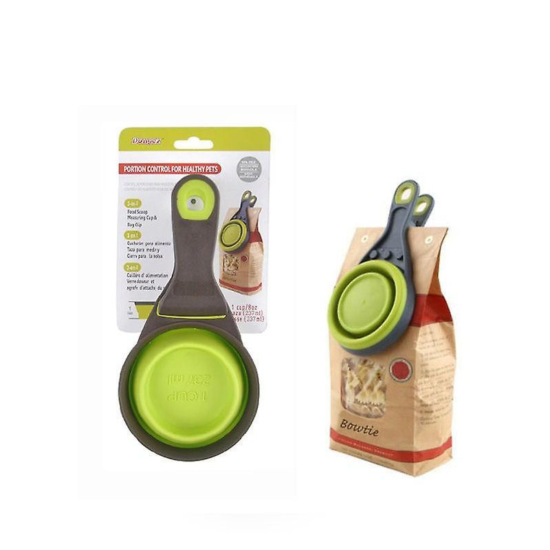 Dog Food Scoop Folding Pet Dog Cat Food Water Bowl Sealing Clip Silicone Collapsible Pet Bowl Dog Fo