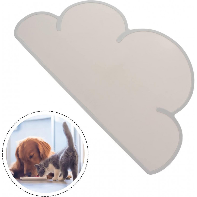 Silicone Pet Feeding Food Mat: Grey Cloud Shaped Dog Food Bowl Placemat Non Slip Puppy Feeding Pad Heat Resistant [...]