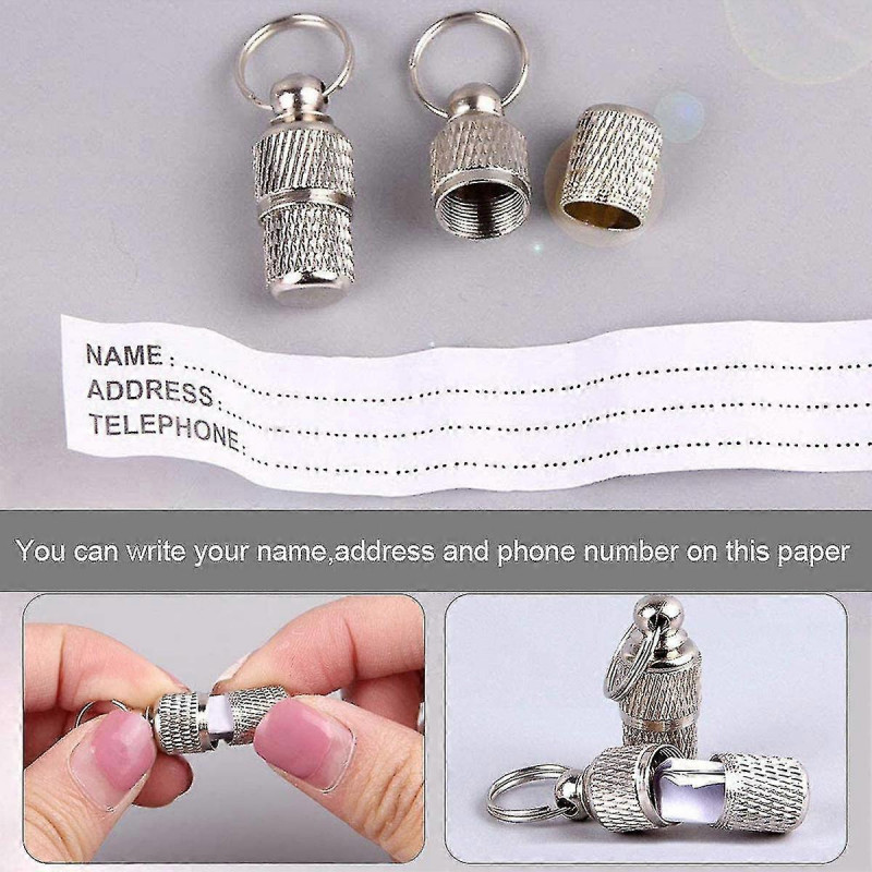 Anti-perdu Pet Id Tag Barrel, 6 Pcs en acier inoxydable Pet Dog Cat Puppy