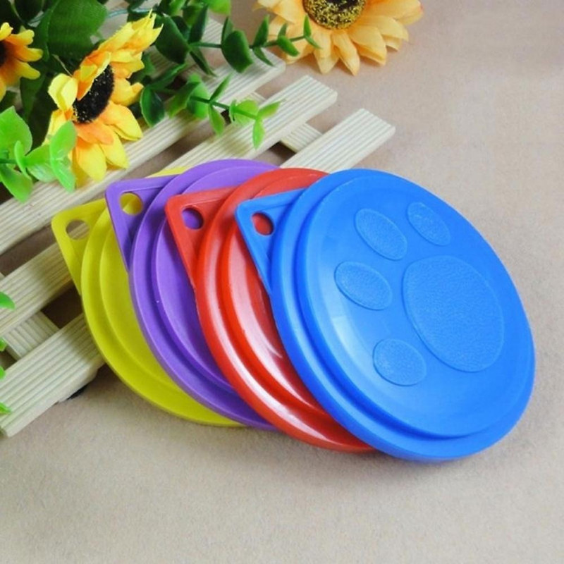 Fornnerg 3Pcs/Set Reusable Pet Dog Puppy Food Can Tin Case Cover Cute Paw Pattern