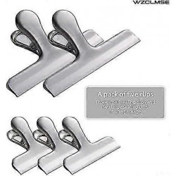 5 pieces of stainless steel sealing clips, multi-function folders, food storage clips, durable sprin