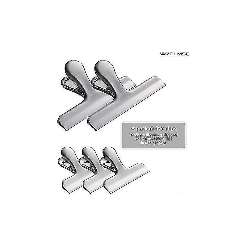 5 pieces of stainless steel sealing clips, multi-function folders, food storage clips, durable sprin