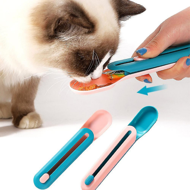 Pet Cat Feeding Scoop Long Strip Squeeze Feeder Shovel Snack Spoon
