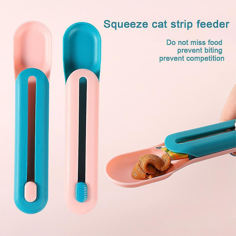 Pet Cat Feeding Scoop Long Strip Squeeze Feeder Shovel Snack Spoon