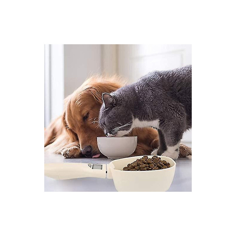Pet Food Measuring Spoon Dog Food Measuring Cup, Digital Scale Spoon Removable Cup Feeding Bowl For