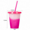 473ml Water Cup Lidded Color Changing Plastic Daily Use Straw Juice Cup Kitchen Supplies