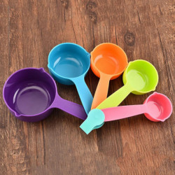 5pcs Plastic Measuring Cups Spoon Scoop Kitchen Cooking Tool Baking Utensil