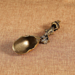 Vintage Copper Lotus Tea Scoops Shovel Teawares Accessories Decorations Antique