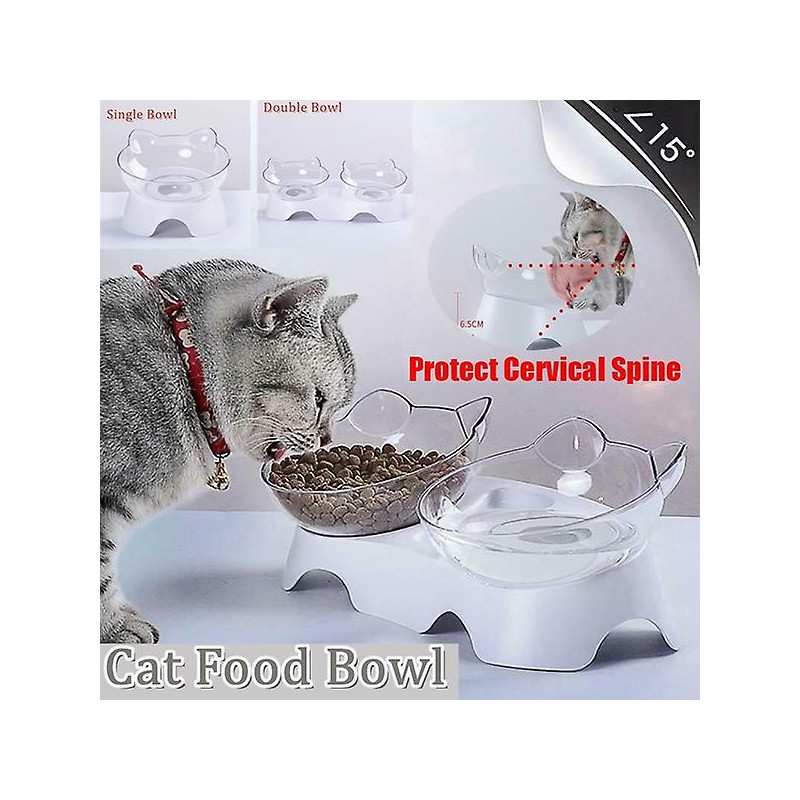 15c Slant Protect Cervical Spine Cute Design Cat Ears Cat Shape Bowl Pets' Food Pot Double/single Bowl Drinking [...]