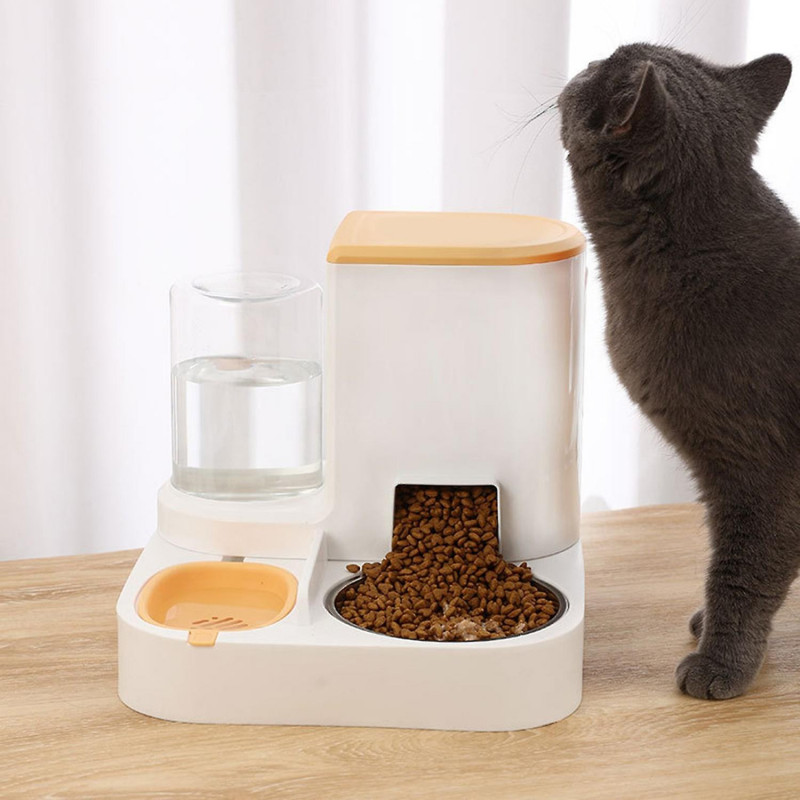 1 Set Pet Food Feeder Large Capacity Food Grade Visible Design No Battery Required Feeding Pet Autom