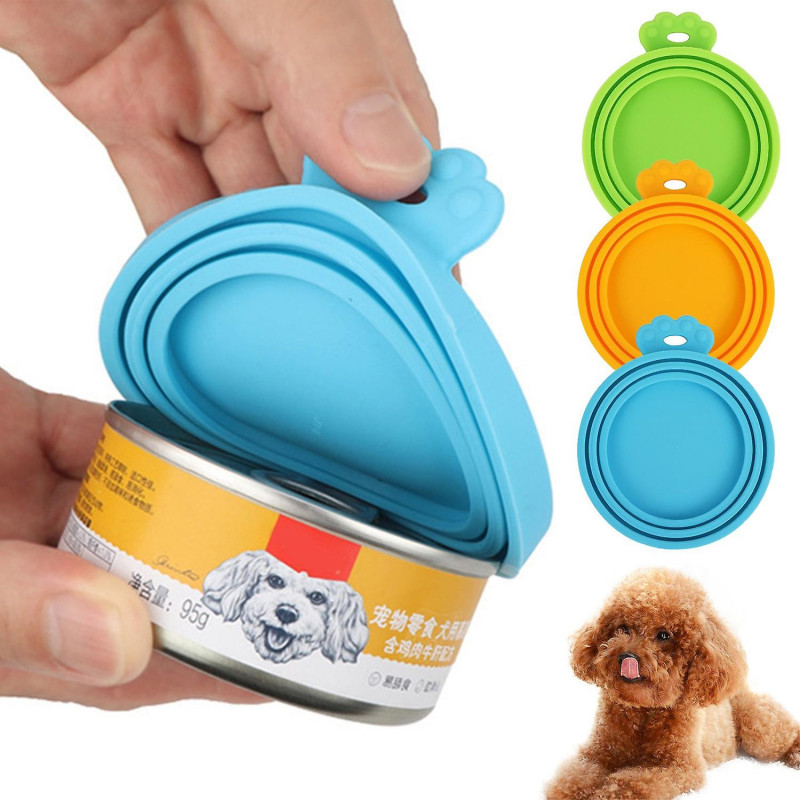 3Pcs/Set Pet Can Cover Fresh-Keeping Good Sealing Silicone Cat Dog Canned Food Storage Universal Lid