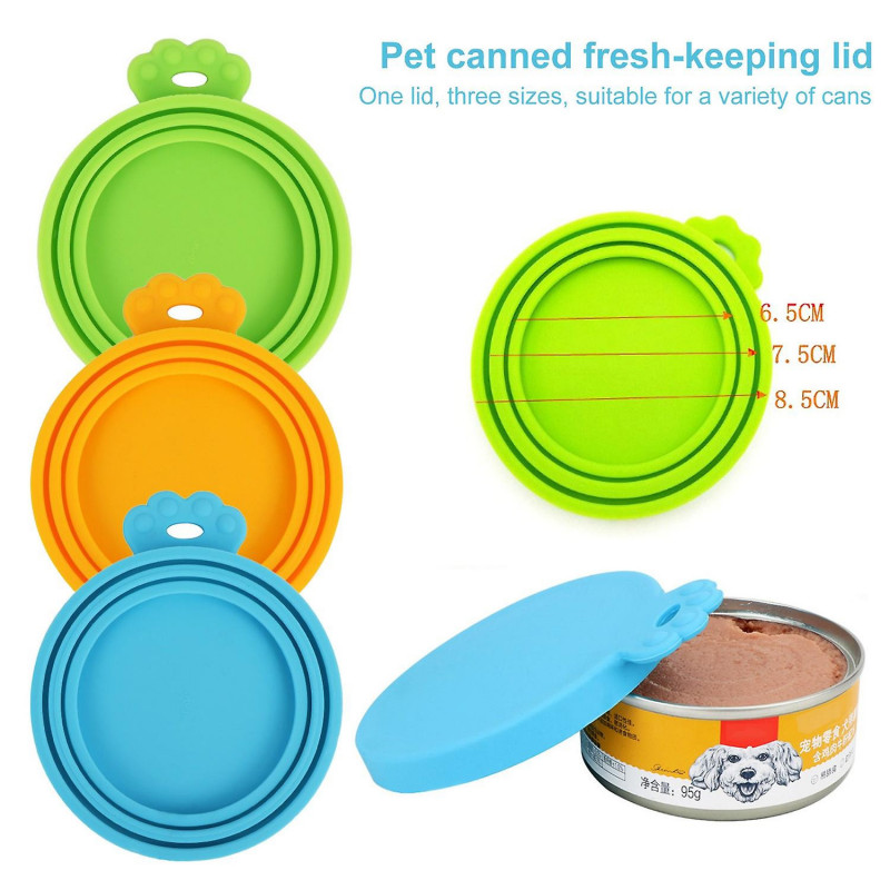 3Pcs/Set Pet Can Cover Fresh-Keeping Good Sealing Silicone Cat Dog Canned Food Storage Universal Lid