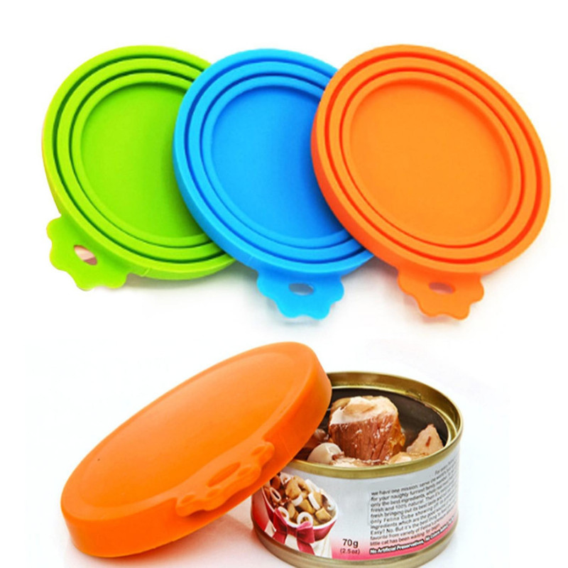 3Pcs/Set Pet Can Cover Fresh-Keeping Good Sealing Silicone Cat Dog Canned Food Storage Universal Lid