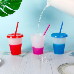 ZHOUBA 473ml Water Cup Lidded Color Changing Plastic Daily Use Straw Juice Cup Kitchen Supplies ZHOUBA 473ml Water Cup Lidded Color Changing Plastic Daily Use Straw Juice Cup Kitchen Supplies