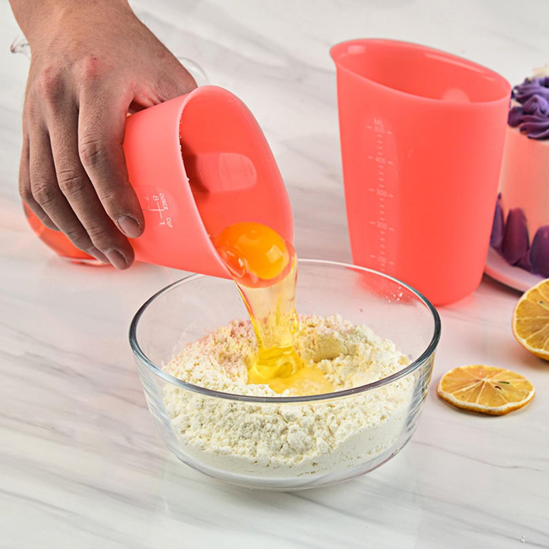 ZHOUBA Juice Cup Non-slip Smooth Edge Easy to Clean Silicone Measuring Cup Tool for Baking