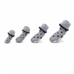4pcs Pet Dog Puppy Cat Non-Slip Socks with Rubber - Size M (Grey) 4pcs Pet Dog Puppy Cat Non-Slip Socks with Rubber - Size M (Grey)