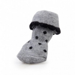 4pcs Pet Dog Puppy Cat Non-Slip Socks with Rubber - Size M (Grey) 4pcs Pet Dog Puppy Cat Non-Slip Socks with Rubber - Size M (Grey)